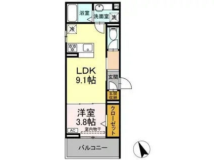 D CREST 中之郷(1LDK/3階)の間取り写真