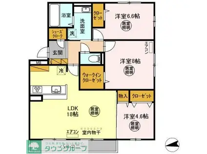 ティアラI(3LDK/3階)の間取り写真