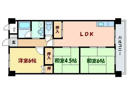 第5越智マンション(3LDK/2階)の間取り写真