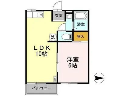ドエルビリジャン(1LDK/2階)の間取り写真