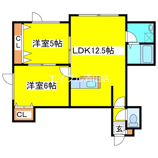 ツインコートプラスティ(2LDK/3階)の間取り写真