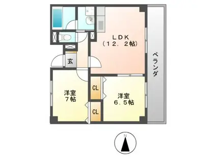 サンシャイン・ヒル(2LDK/1階)の間取り写真