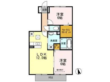 ウィット塩屋(2LDK/1階)の間取り写真