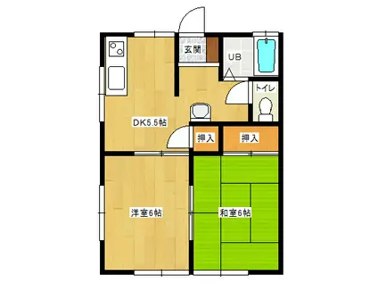アリス鹿島第2(2DK/2階)の間取り写真