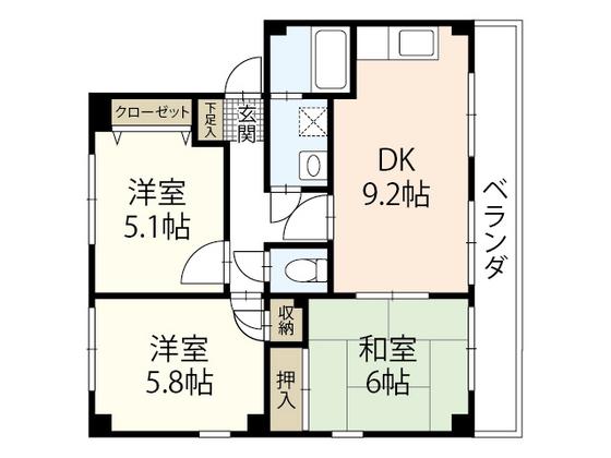 ラ・プラージュ屋代(3DK/2階)の間取り写真