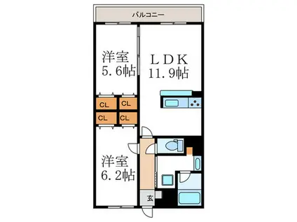 GRAND RESIDENCE(2LDK/2階)の間取り写真