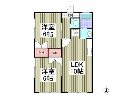 シーサイドハイムカトウII(2LDK/1階)の間取り写真