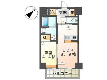 セラヴィ箱崎(1LDK/3階)の間取り写真