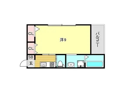 クレール上鳴尾(1K/1階)の間取り写真