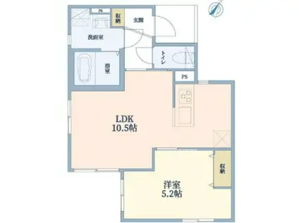 杉並区阿佐谷北 マンション(1LDK/1階)の間取り写真