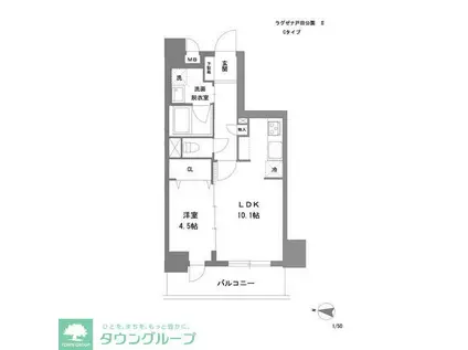 ラグゼナ戸田公園II(1LDK/8階)の間取り写真