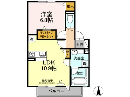 ラフィーネ(1LDK/2階)の間取り写真