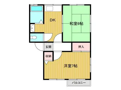 グランコート長野 B棟(2DK/2階)の間取り写真