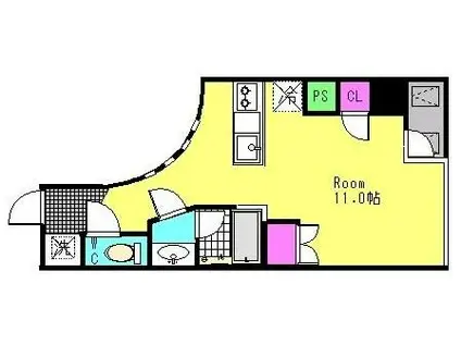 キュクロス(ワンルーム/6階)の間取り写真