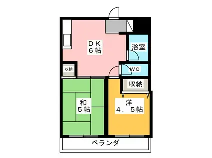 クレセントビル(2DK/2階)の間取り写真