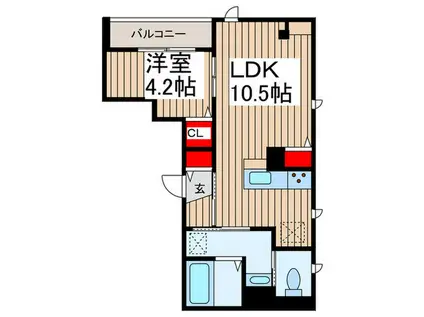 SイーストAR北町(1LDK/3階)の間取り写真