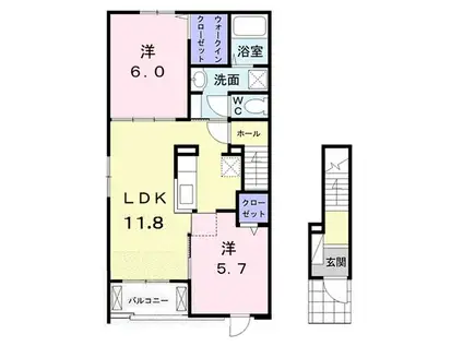 アグリウムII(2LDK/2階)の間取り写真
