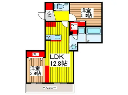 LALIQUE DEUX(2LDK/2階)の間取り写真
