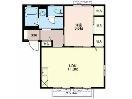 グランドソレイユ(1LDK/2階)の間取り写真