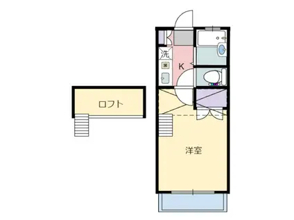 旭ヶ丘レジデンス(1K/2階)の間取り写真