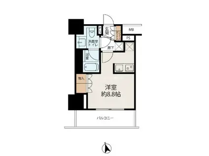 ザ・パークハウス上野(ワンルーム/5階)の間取り写真