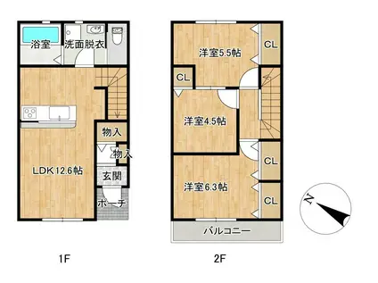 リーブルファイン立木(3LDK/1階)の間取り写真