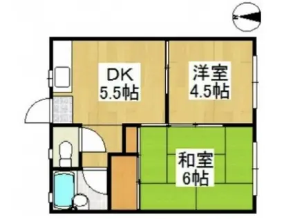 ホワイトコーポI(2DK/1階)の間取り写真