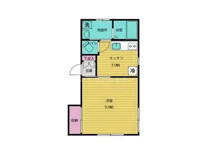 ハイム第1平和台(1K/2階)の間取り写真