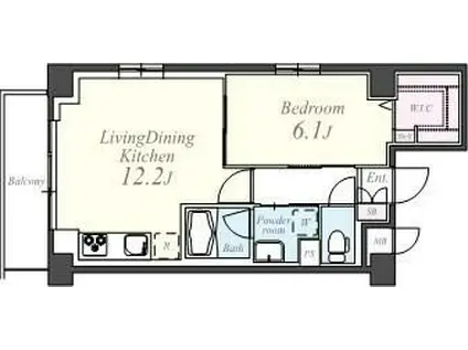 COCORAS MOTOYOYOGI(1LDK/1階)の間取り写真