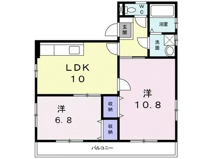 メゾンド日之出(2LDK/3階)の間取り写真