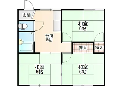 グランドハイツ藤倉(3K/2階)の間取り写真
