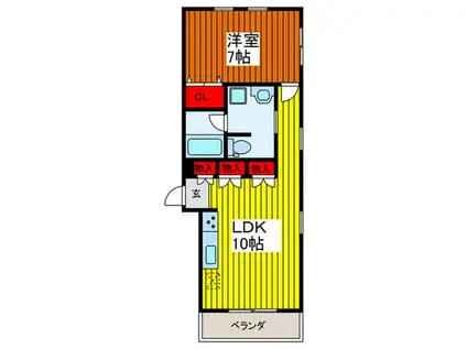 VILLA-SHIWASUDA(1LDK/2階)の間取り写真
