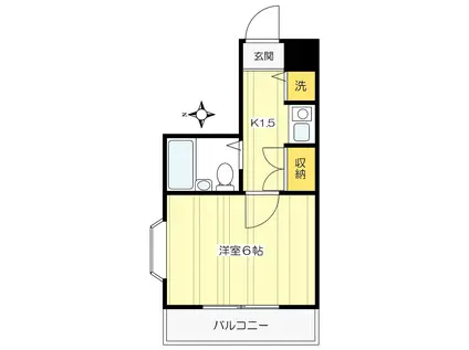 テラスハイツ橋本(1K/2階)の間取り写真