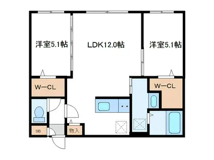 DIORE RESIDENCE SAPPORO ディオレレジデンス(2LDK/2階)の間取り写真