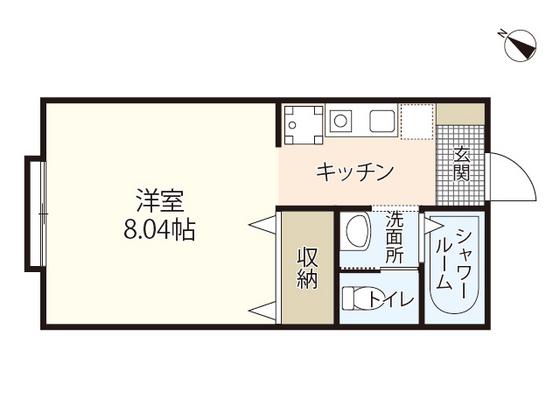 カーサニックス(ワンルーム/2階)の間取り写真