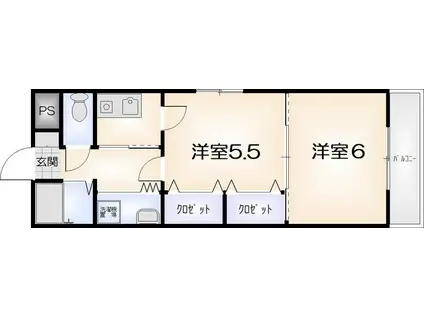 フレンズヒル(2K/3階)の間取り写真