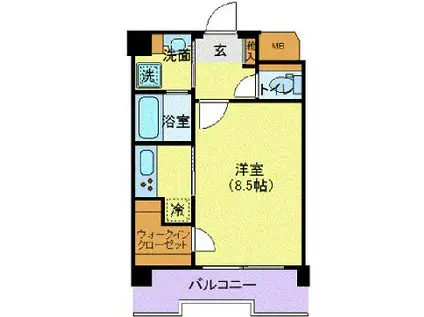 恵比寿パークテラス(1K/4階)の間取り写真