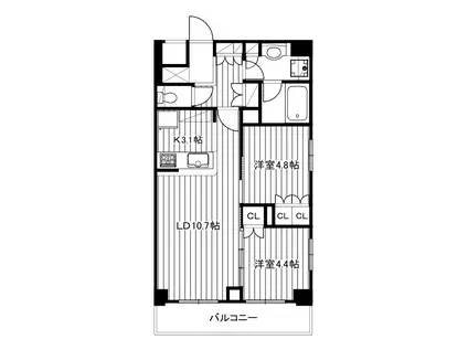 NIIYA平和台(2LDK/3階)の間取り写真