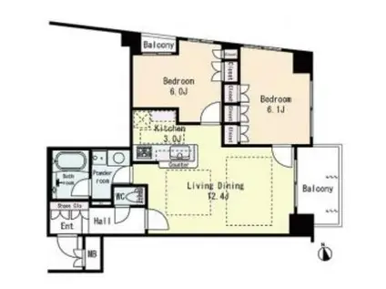 APAガーデンズ新宿戸山公園 12月28日より1月5日迄休み(2LDK/4階)の間取り写真