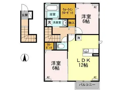 クレイドル(2LDK/2階)の間取り写真