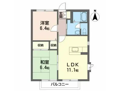 ハイブリッジコートI(2LDK/2階)の間取り写真