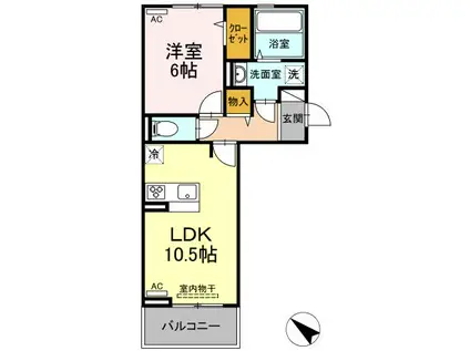 ヒーリングマンション(1LDK/3階)の間取り写真