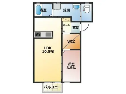 HIBIKI I(1LDK/1階)の間取り写真