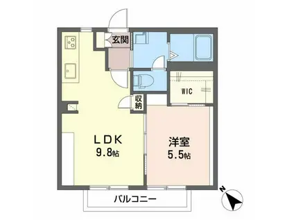 アーデンハイツ(1LDK/2階)の間取り写真