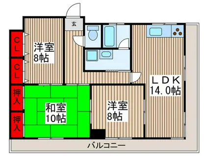 SKハイツ芝新町(3LDK/5階)の間取り写真