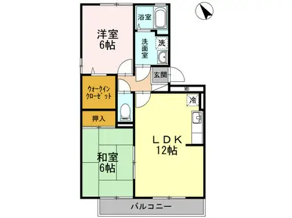 ペイサージュ上津(2LDK/2階)の間取り写真