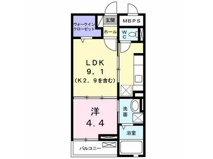 カプリコーン(1LDK/2階)の間取り写真