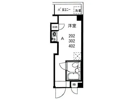 メインフィールド本郷(ワンルーム/3階)の間取り写真
