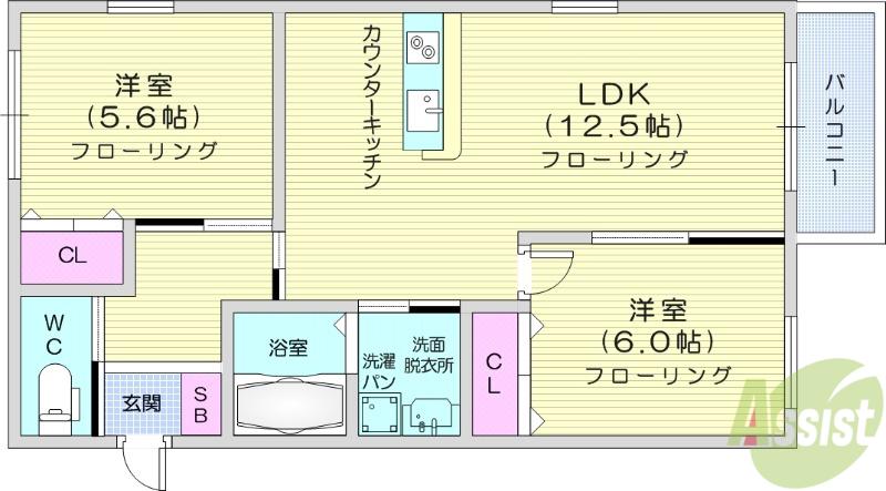 エクセレントT&R(2LDK/1階)の間取り写真