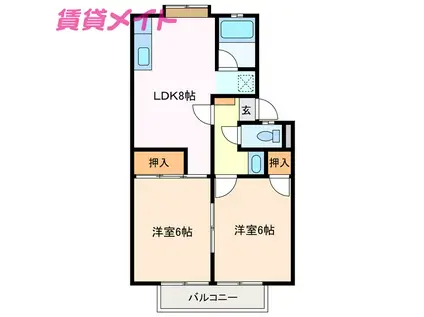 サンプレンティFUJI(2LDK/2階)の間取り写真